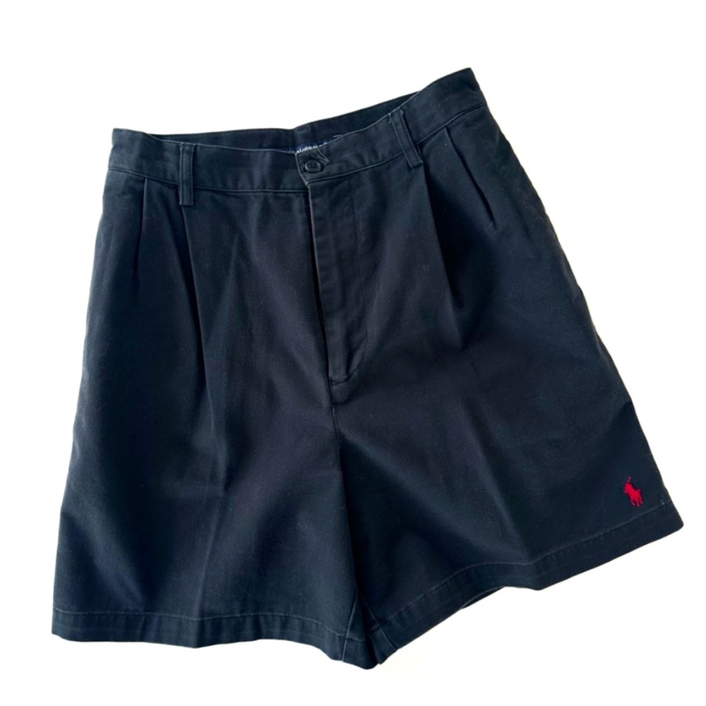 Ralph Lauren Womens 24 Vintage Black High Rise Pleated Bermuda Shorts